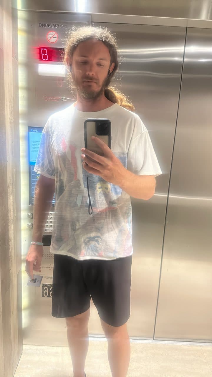 Glen Bradford casual elevator selfie