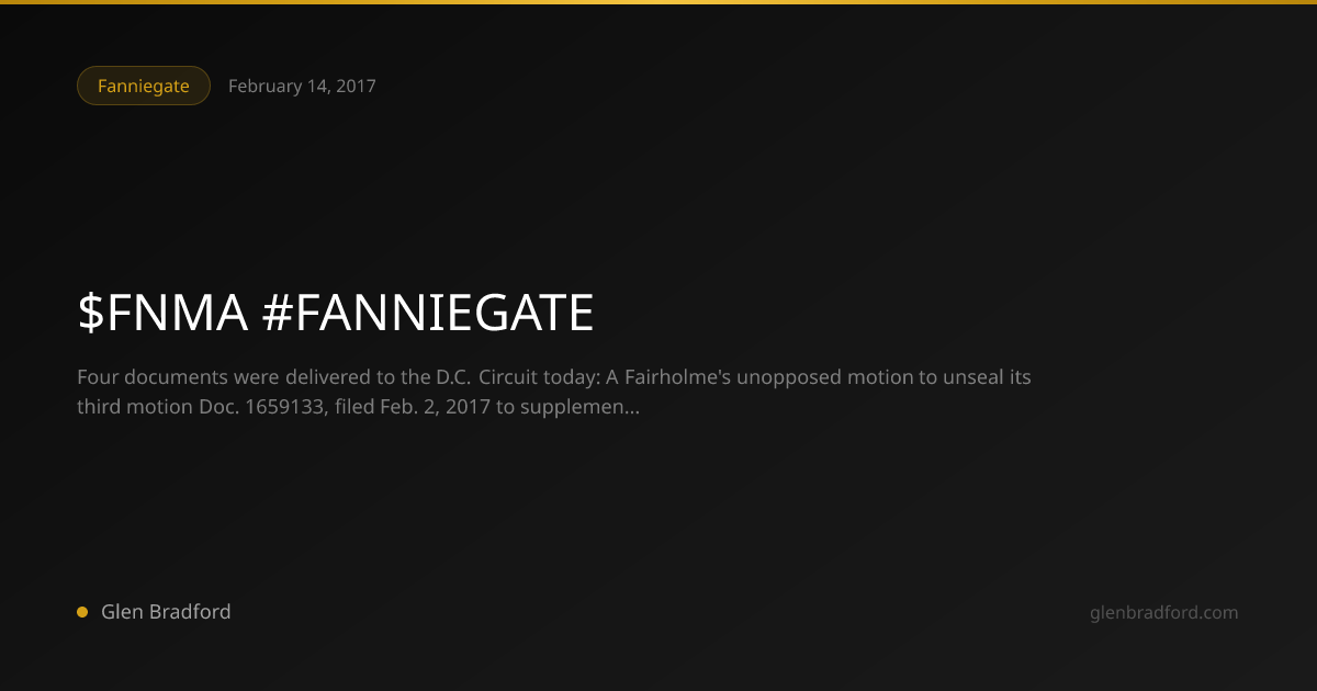 $FNMA #FANNIEGATE | Glen Bradford