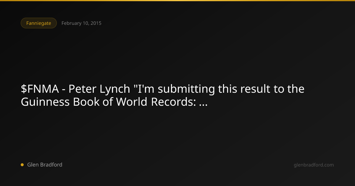 $FNMA - Peter Lynch 