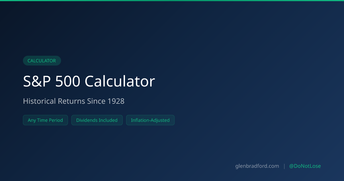 S&P 500 Return Calculator — Free 2026 | Glen Bradford | Glen Bradford